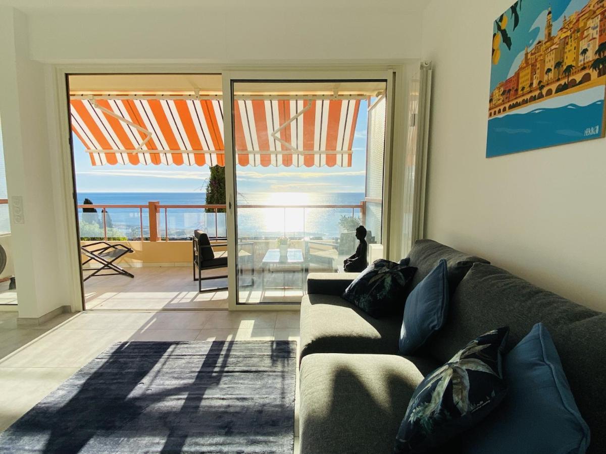 Le Vigia-Vue Mer-Terrasse-Climatisation-Parking Menton Bagian luar foto